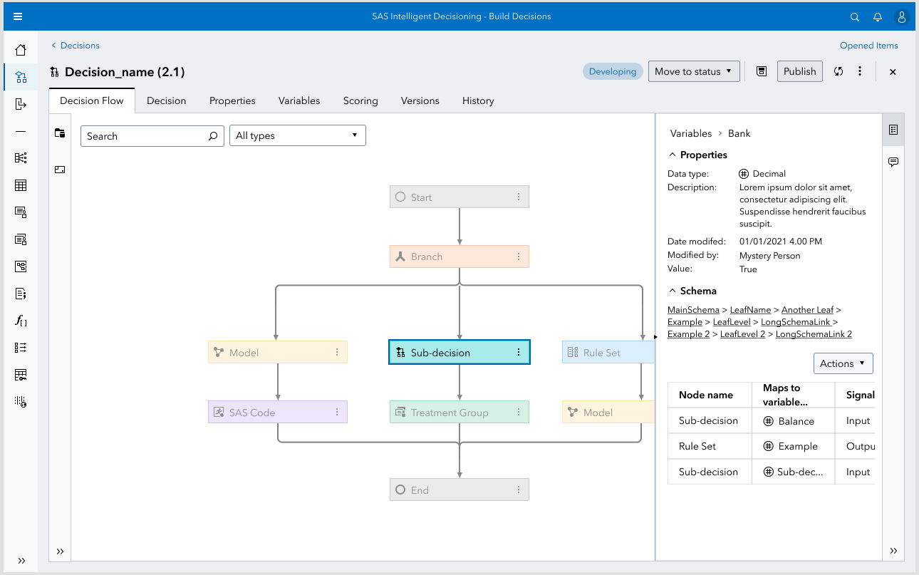 Drill-in schema view showing focused inspection of a selected schema attribute