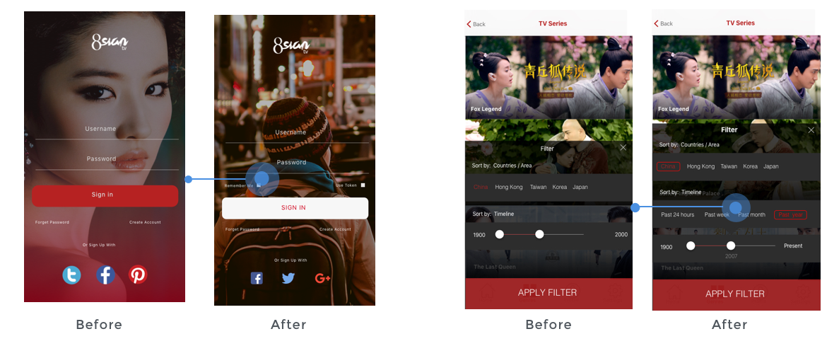 Interaction Design Solution 1 — Sign In & Filter