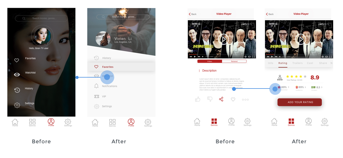 Interaction Design Solution 2 — Profile & Video Player